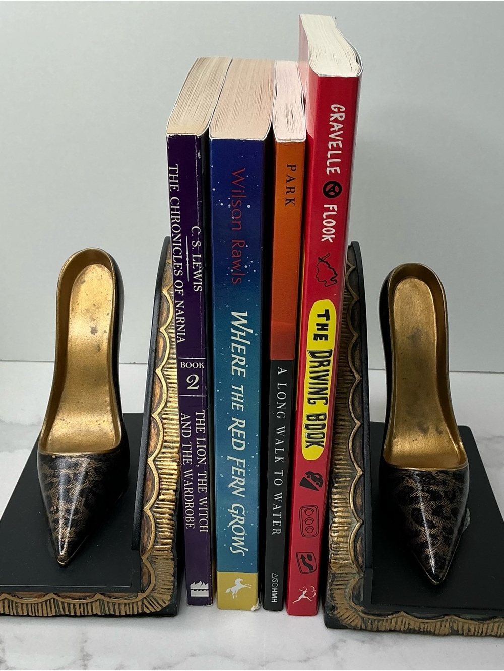 High Heel Shoes Bookends Black Brown Fashion Designer 6" H Postmodern